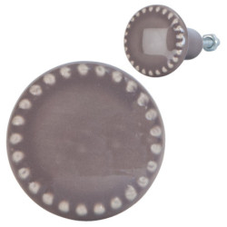 Taupe kulatá keramická vintage úchytka - Ø 3*4 cm