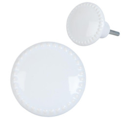 Kulatá vintage úchytka z keramiky v bílé barvě – Ø 4*4 cm