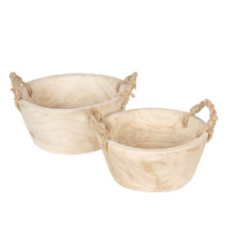 Sada 2 dřevěných košíků/ misek - Ø 36*16 cm / Ø 29*13 cm
