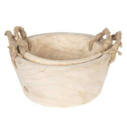 Sada 2 dřevěných košíků/ misek - Ø 36*16 cm / Ø 29*13 cm