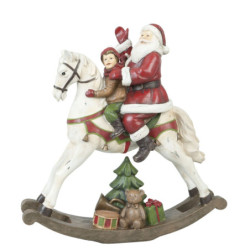 Dekorace Santa na houpacím koni - 29*10*30 cm