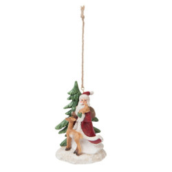 Vánoční ozdoba Santa se zvířátky - 7*6*10 cm