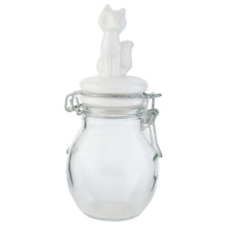 Skleněná dóza s liškou na víčku – Ø 6*14 cm / 0,1 L