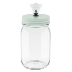 Skleněná úložná nádoba se zeleným víčkem - Ø  8*16 cm / 0.35 L