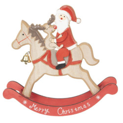 Dřevěná dekorace Santa na koni - 22*22*5 cm