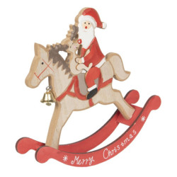 Dřevěná dekorace Santa na koni - 22*22*5 cm