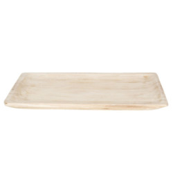 Obdélníkový přírodně dřevěný vydlabaný podnos - 51*32*4 cm
