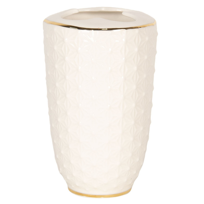 Porcelánový kelímek na zubní kartáčky se zlatým pruhem - 7*12 cm