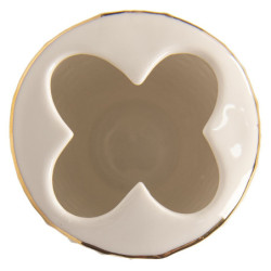 Porcelánový kelímek na zubní kartáčky se zlatým pruhem - 7*12 cm