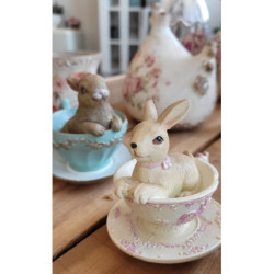 Králík v barevném šálku - 8*7*8 cm