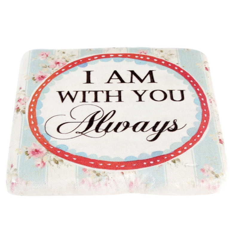 Keramický podtácek s růžemi a nápisem Always  - 9*1*9 cm