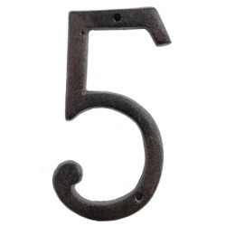 Hnědé nástěnné litinové číslo 5 - 7*1*14 cm