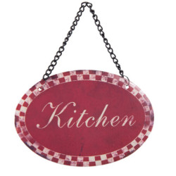 Červená závěsná cedulka Kitchen - 12*8 cm