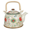 Porcelánová konvička se sítkem a květy - Ø 14*14 cm / 0,7L