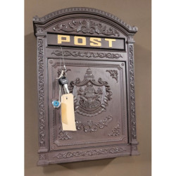 Hnědá poštovní schránka s ornamenty - 32*10*45 cm
