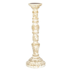 Dřevěný vintage svícen s patinou - Ø 15*47 cm