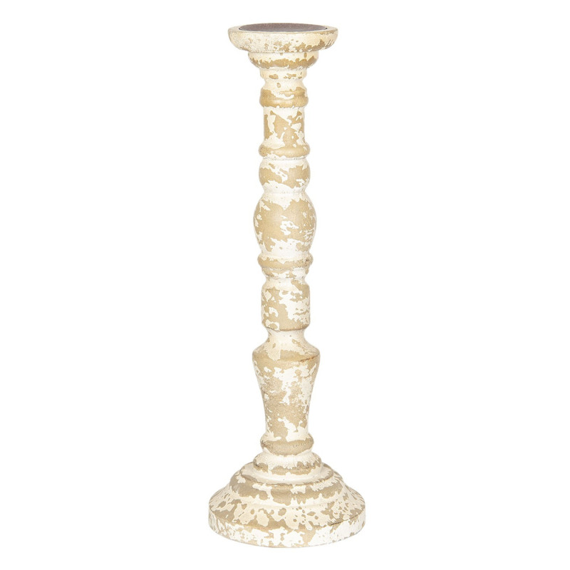 Dřevěný vintage svícen s patinou - Ø 15*47 cm