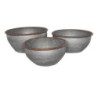 Set 3 zinkových květináčů s hnědým okrajem – Ø 43*19/Ø 40*18/Ø 35*17 cm