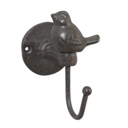 Litinový háček s ptáčkem tmavý - 5*10*8 cm