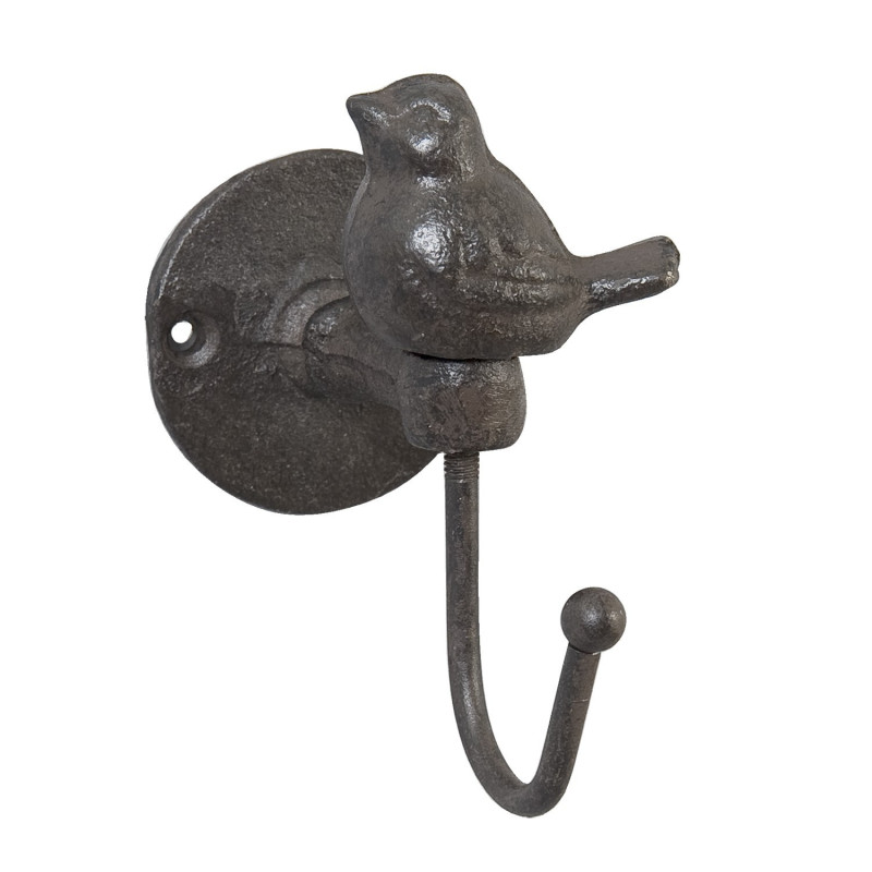 Litinový háček s ptáčkem tmavý - 5*10*8 cm