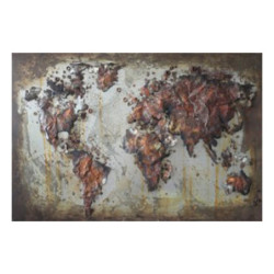 Kovový nástěnný obraz Mapa světa - 120*4*80 cm