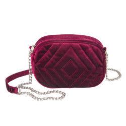 Burgundy sametová kabelka přes rameno na řetízku - 20*7*15 cm