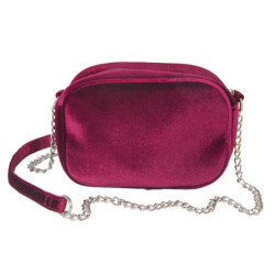 Burgundy sametová kabelka přes rameno na řetízku - 20*7*15 cm