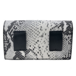 Bílo černá kabelka s imitací hadí kůže do pasu, černá kulatá kalebka přes rameno - 18*10*5 cm /  13 cm