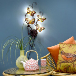 Nástěnná lampa Tiffany Papillons - 32*68 cm G4/4*2W