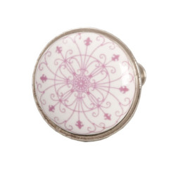 Kulatá keramická knopka s růžovými ornamenty – Ø 3 cm