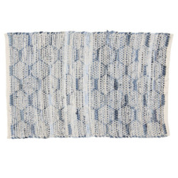 Modrobílý bavlněný koberec s ornamenty a střapci - 60*90 cm