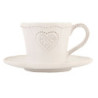 Keramický šálek s podšálkem se srdíčkem Heart - 12*9*7 cm / Ø 15*2 cm / 220 ml