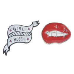 Sada 2ks dekorační brož na oděv Girl Boss - 2*3cm