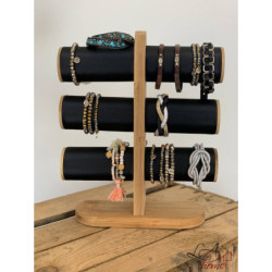 Černý náramek se stříbrným lemováním - Ø 6-8 cm