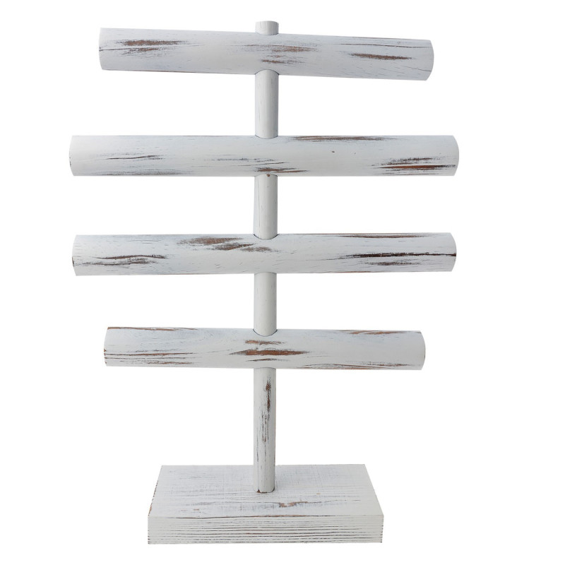 Bílý antik dřevěný stojan na náramky - 44*33 cm