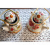 Porcelánová konvička se sítkem a květy - Ø 14*14 cm / 0,7L