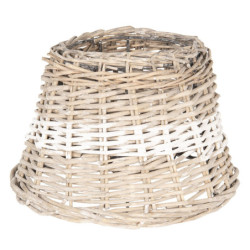 Ratanové stínidlo na lampu s bílým pruhem - Ø 23*16 cm / E27