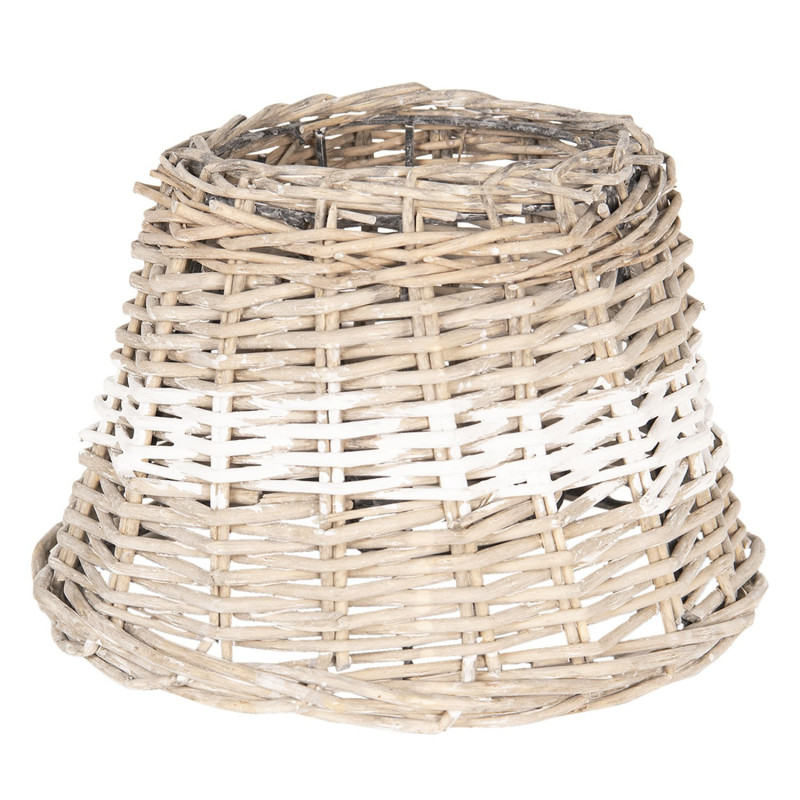 Ratanové stínidlo na lampu s bílým pruhem - Ø 23*16 cm / E27