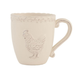 Béžový keramický hrnek s dekorem slepičky Chicken Rustic - 13*9*10 cm