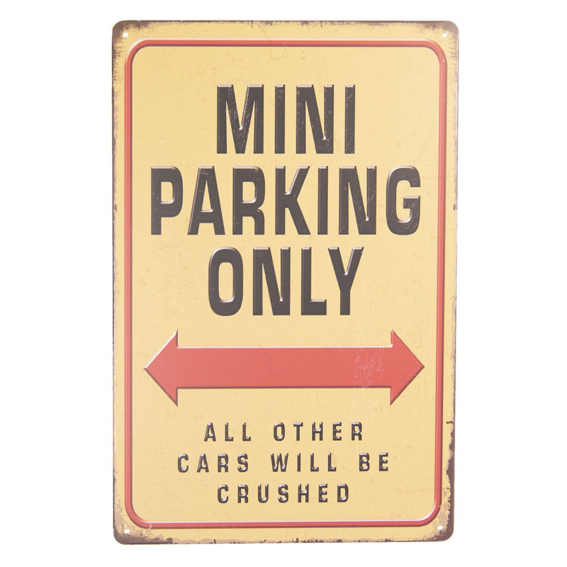 Barevná kovová cedule MINI PARKING ONLY s patinou - 20*30 cm