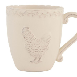 Béžový keramický hrnek s dekorem slepičky Chicken Rustic - 13*9*10 cm