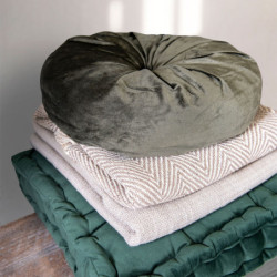 Khaki kulatý sametový polštář - Ø 38*8 cm