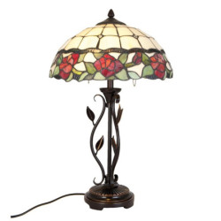 Stolní lampa Tiffany s růžemi Rosalin - Ø 35*61 cm 2x E27/60W