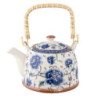 Porcelánová konvička s modrými květy a se sítkem - Ø 14*14 cm / 0,7L