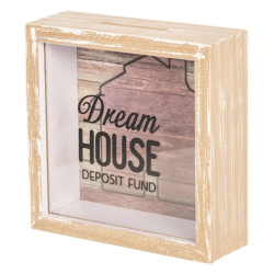 Dřevěná pokladnička Dream House - 15*5*15 cm