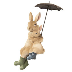 Dekorace sedící králíci pod deštníkem - 10*9*19 cm
