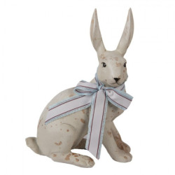 Dekorace béžový mintový sedící králík s mašlí Rabbit Bow - 20*11*28 cm