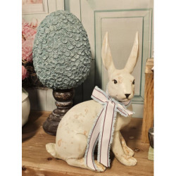 Dekorace béžový mintový sedící králík s mašlí Rabbit Bow - 20*11*28 cm