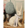 Dekorace béžový mintový sedící králík s mašlí Rabbit Bow - 20*11*28 cm