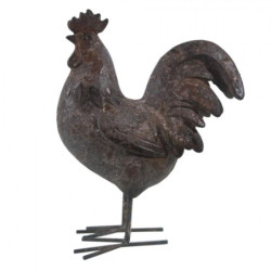 Hnědá antik dekorace kohout - 19*9*24 cm